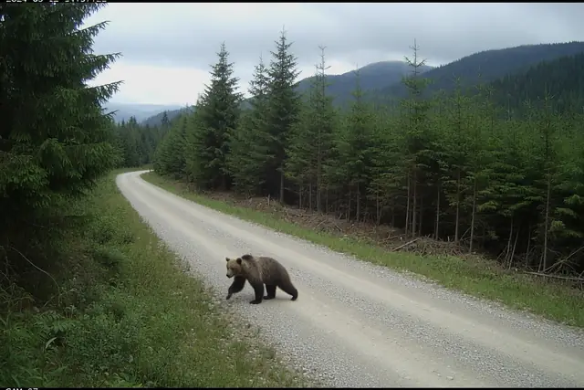 Urs pe un drum de pădure